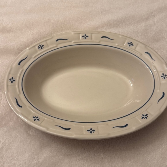 Longaberger Other - Longaberger Pottery Classic Blue Woven Traditions Oval Serving Veg Bowl Dish 11"